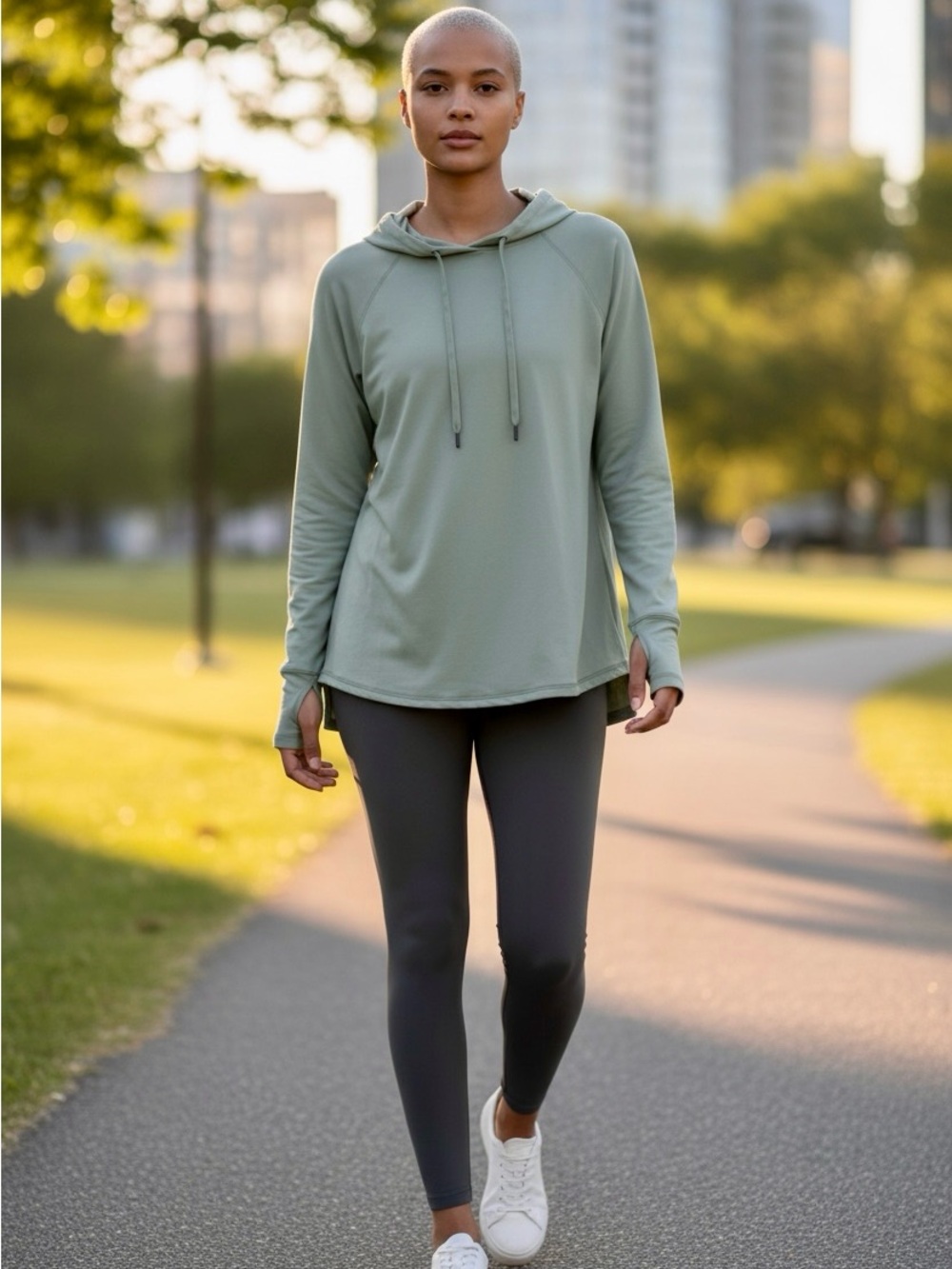 Eddie Bauer Light Sage Hooded Pullover Top